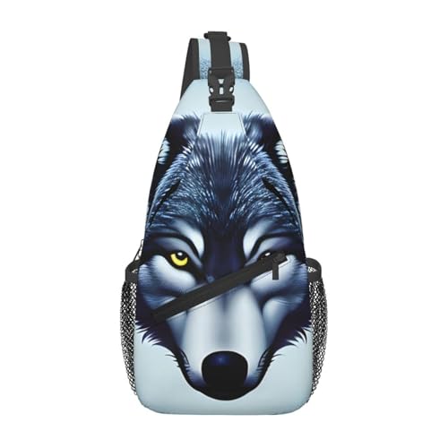 WZYCWB Mochila cruzada con diseño de cabeza de lobo feroz para hombres y mujeres, perfecta para senderismo casual, disponible en estilos de pecho o hombro, Negro -, Talla única