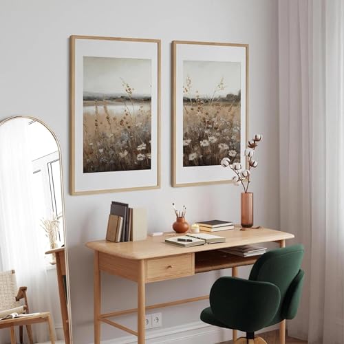 Toile paysage de fleurs sauvages grand format pour créer un salon chaleureux