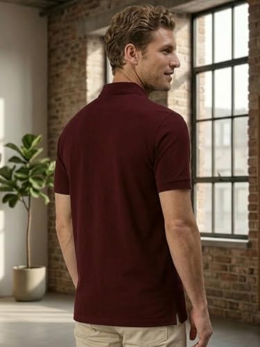 Image of Lux Cozi Men's Cotton Solid Polo Tshirt | Collar Tshirts | Half Sleeves | Stylish & Premium All Day Wear | Pack of 1