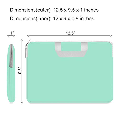 HESTECH Chromebook Case, 11.6-12.3 inch Neoprene Laptop Sleeve Case Bag Handle Compatible with Acer Chromebook r11/HP Stream/Samsung/ASUS C202 L210/Microsoft Surface Pro 7/3/4/5/6,Mint Green