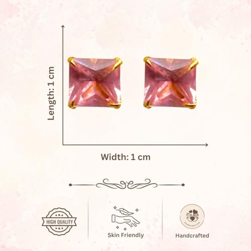 Image of ACCESSHER Gold-Tone Square Contemporary Stud Earrings | Fashion Jewellery, Valentine Gift for Girlfriend | Trendy Earrings for Women and Girls
