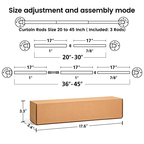 Ifels Industrial Curtain Rods For Windows 28 To 48 Inch, Black Heavy Duty Curtain Rods, Wrap Around Indoor/Outdoor Curtain Rods For Farmhouse Patio Bedroom Single Window Rods Modern Rustic (20 To 45 In, Black) #TOP2