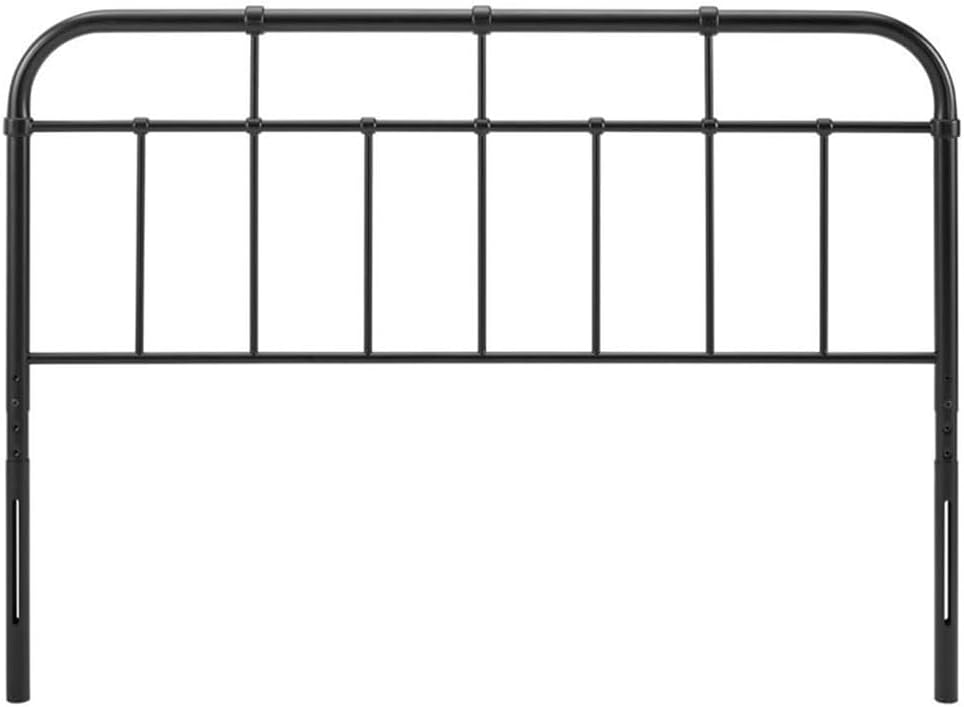 Pemberly Row King Metal Spindle Headboard, Black Powder-Coated Finish, Adjustable Height, Modern Farmhouse Style, Fits Most King Bed Frames, Durable Iron Construction, Rustic Bedroom Decor