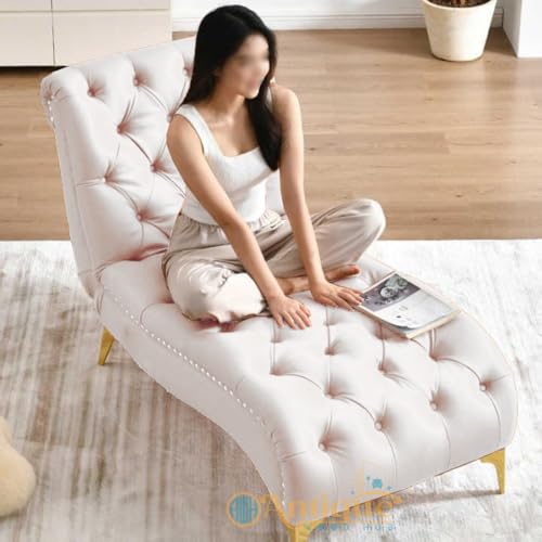 Image of Lazy Couch and Reclining Sofa /Recliner Chaise Longue /Fabric recliners /for Bedroom /Living Room /Office Reception Recliner Lounge Sofa and Armchair (Off White)