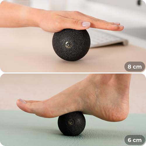 M.S.Lemberg® Faszienball 2er Set [6cm & 8cm]- Massageball für gezielte Selbstmassage der Faszien - Fuß, Rücken, Nacken, Schultern, Beine - Faszienkugel Massage Ball klein - Black Orbit Edition