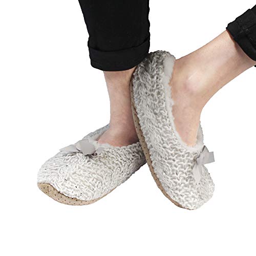 Image of BambooMN Women's Stripe Patterned Non-Slip Lined Travel Home Slippers - 2 Pairs