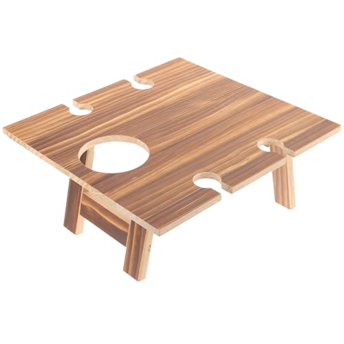 Veemoon Mesa de Picnic de Madera Portátil para Exteriores, Mesa de Vino Plegable Compacta para Playa y Eventos al Aire Libre Diseño Artesanal