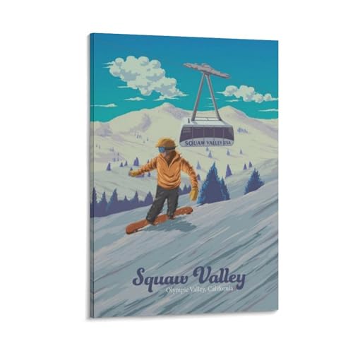 Squaw Valley poster planche à neige décoration murale évasion montagne