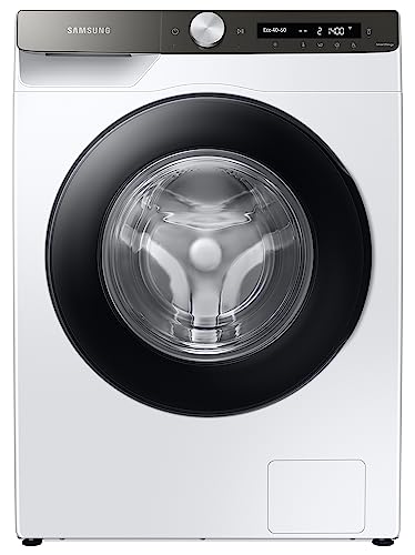Samsung Lavadora de 8 kg, 1400 rpm, Ecobubble, dosificación automática de detergente y suavizante, color blanco/negro, WW8ET534AATAS2