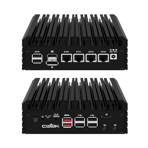 CWWK Mini PC N355 (Upgraded N305) Firewall Appliance, 4X i226 V 2.5GbE LAN OPNsense Mini Computer, F6 Fanless Micro PC DDR5 8GB RAM 128GB SSD, PCIe3.0 x4, 2 Display, TF, M.2 E Key