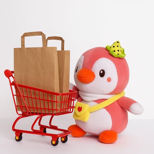 Image of KIDSSTORE Pink Penguin Plush Toy for Kids Cute Soft Stuffed Animal Doll with Bow Tie & Crossbody Bag Plushie for Girls Boys Toddlers Collectible Toy(30cm)