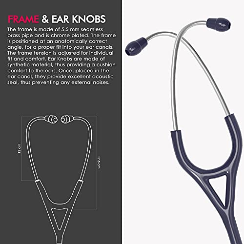Image of ELKO EL-170 TECHNO III SS Stainless Steel Acoustic Stethoscope | Adult & Pediatric Stethoscope With Double Sided Chestpiece | Two-Way PVC Tubing | Doctors & Medical Students (Blue)