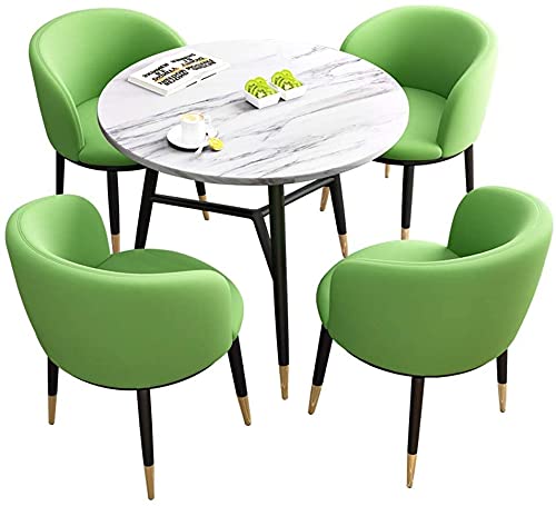 Dining Table Set For Home Or Business Reception Office Furniture Set 1 Table 4 Chairs Lounge Reception Room Cafe Upholstered Chair 80Cm Table Dessert Shop Hotel Restaurant (Color : Green) #TOP23