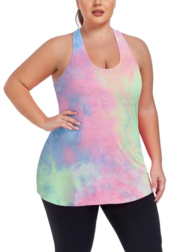 Image of ForHailey Women's Plus Size Cross Back Workout Tank Tops Athletic Shirts