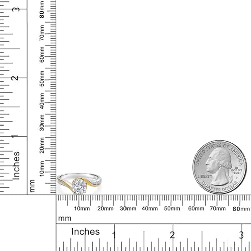 Gem Stone King 925 Silver and 10K Yellow Gold Lab Grown Diamond and White Moissanite Engagement Ring For Women | 0.79 Cttw | 6MM Center Lab Grown Diamond | DEF Color | VVS-VS Clarity3