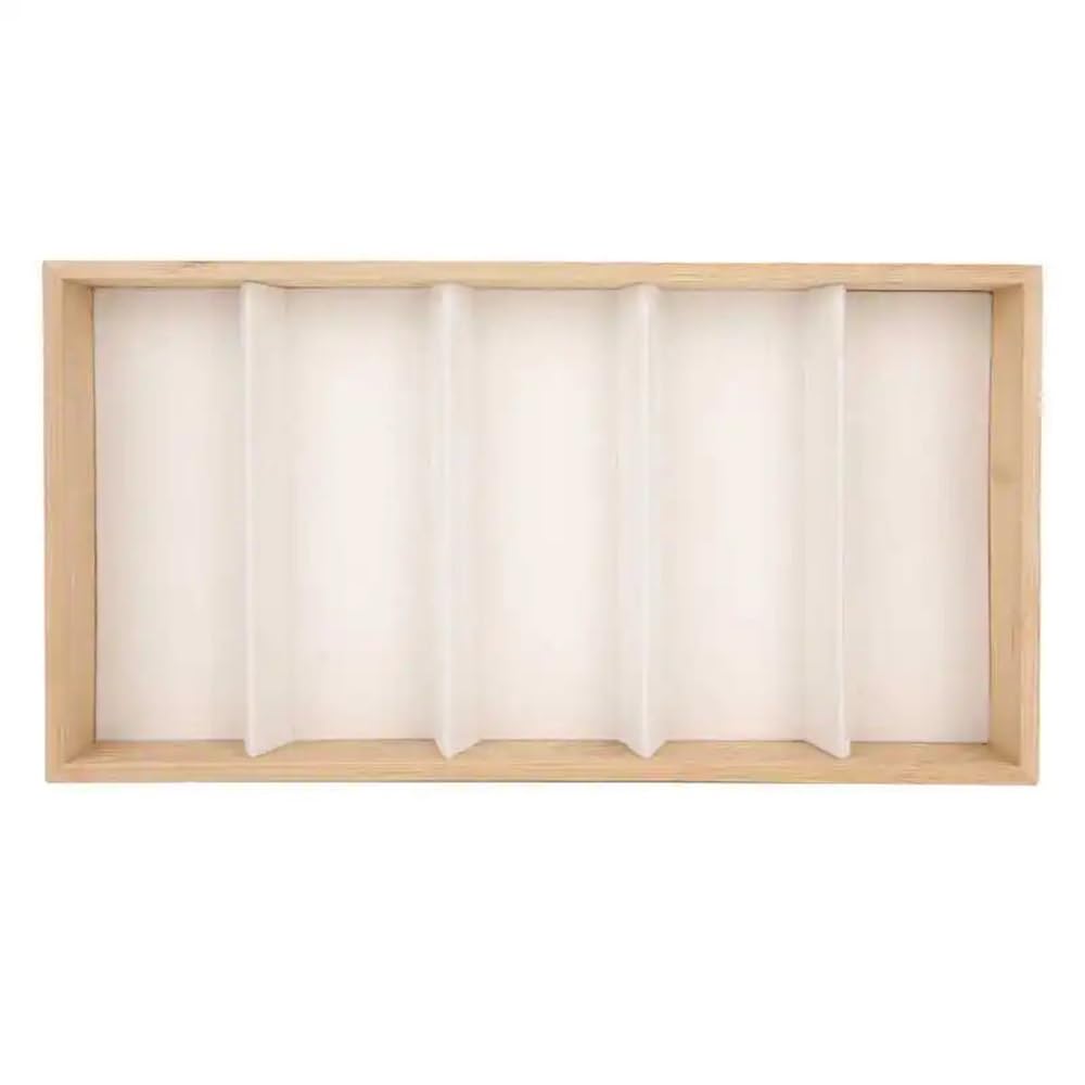 Expositor de gafas, 5 rejillas de cristal para joyería, organizador, estuche de ranura para gafas de sol, caja expositora para relojes, soporte para montura de gafas, gafas de sol R (blanco)