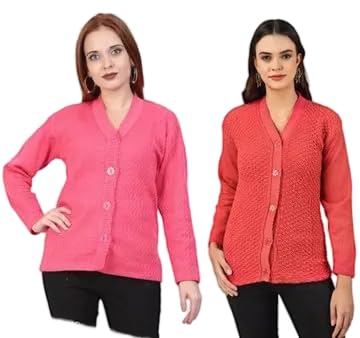 Mohan Traders' Winter Soft Knit Solid Full Sleeves Button Down Woolen Pullover for Women_CMB_139-picture-36