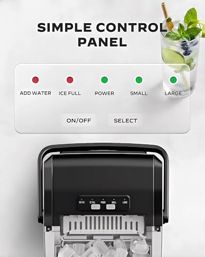 Image of Silonn Countertop Ice Maker, 26 lbs /Day Fast Ice in 6 Mins, Compact Self-Cleaning Ice Machine for Home, Kitchen, Office & Parties, Black