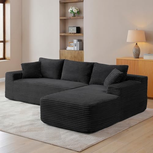 HYJT-H&K 95" L-Shaped Modular Cloud Sofa with Memory Foam