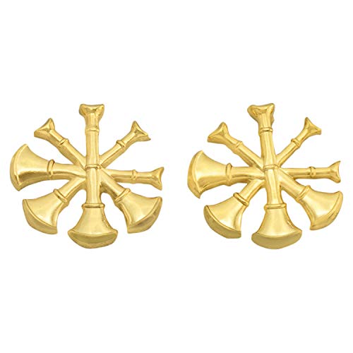 Smith & Warren Four Crossed Deputy Fire Chief Bugles Collar Brass Rank Insignia Gold Finish Fire Uniform Pin