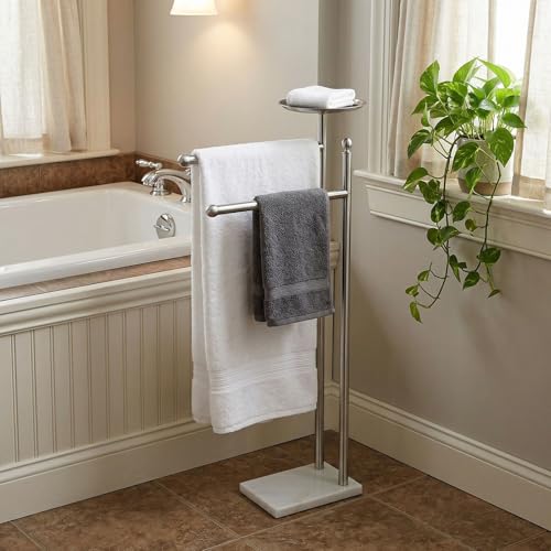 Toallero independiente de baño con estante para teléfono móvil de pie 3