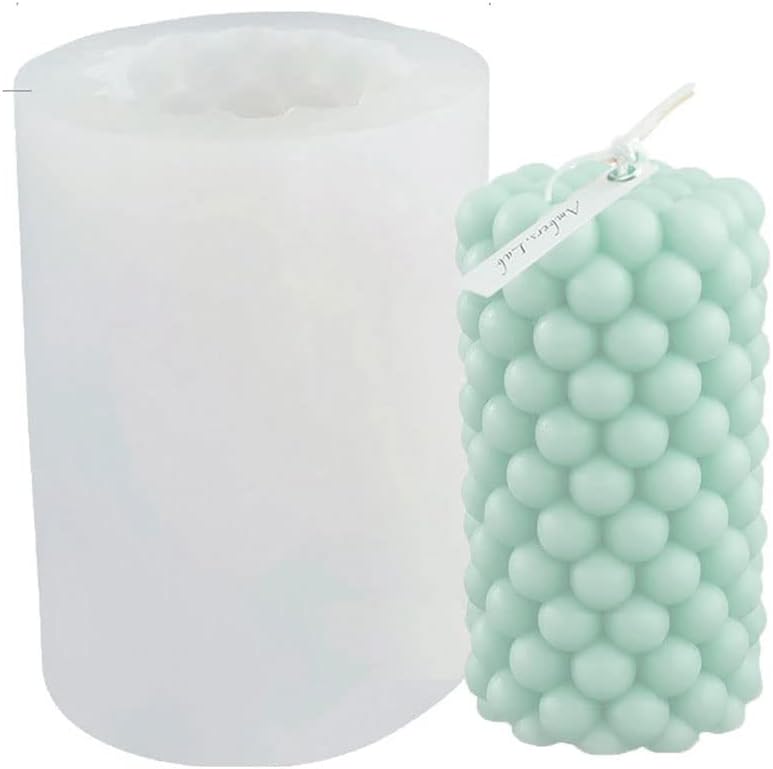 VercecoCandle Molds Bubble Silicone Candle Molds Wool Yarn Ball Magic Resin Mold Silicone for DIY Candle Soap Making Handmade Art Crafts (Cylinder-3.74-1pc)