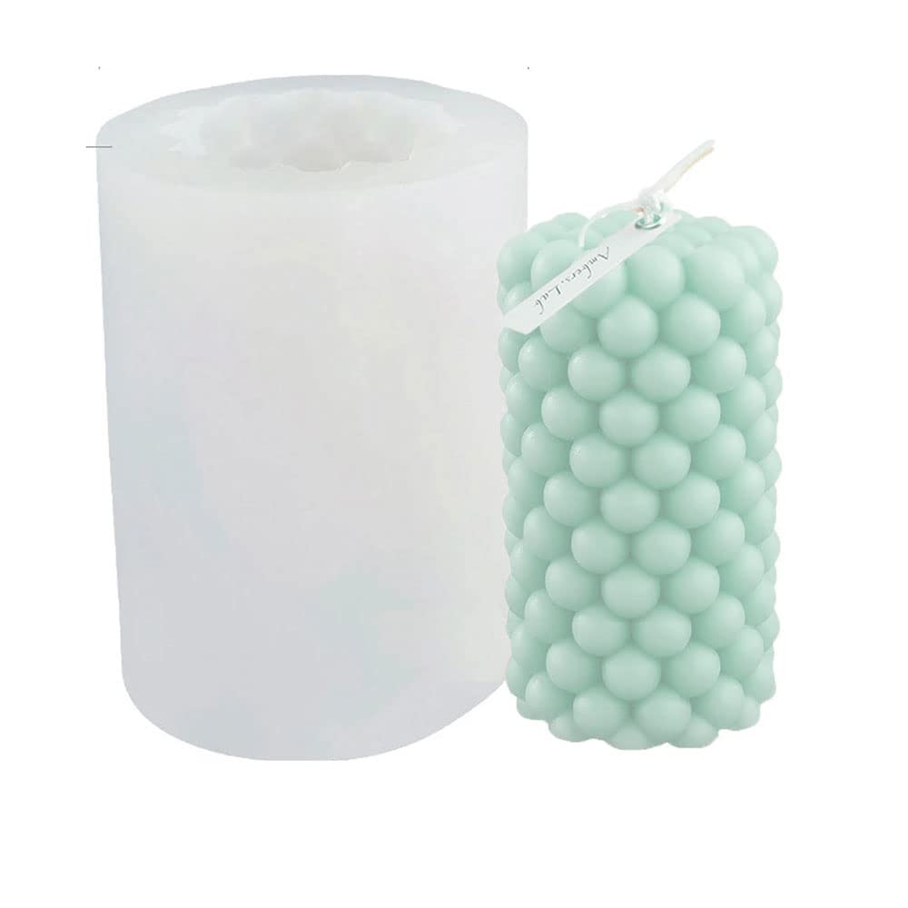 VercecoCandle Molds Bubble Silicone Candle Molds Wool Yarn Ball Magic Resin Mold Silicone for DIY Candle Soap Making Handmade Art Crafts (Cylinder-3.74-1pc)