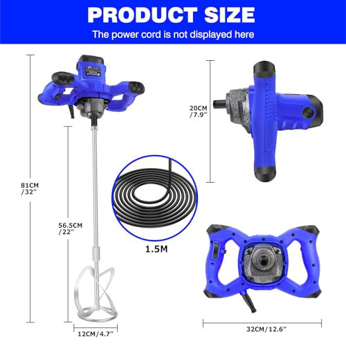 Cement Mixer 3000w Electric Paddle Mixer, Mortar Paint Stirrer Whisk, 6 Variable Speeds, Ideal for Mixing Feed, Plaster, Paint, Cement, Mortar Etc 3 Cement Mixer 3000w Electric Paddle Mixer, Mortar Paint Stirrer Whisk, 6 Variable Speeds, Ideal for Mixing Feed, Plaster, Paint, Cement, Mortar Etc - Image 3