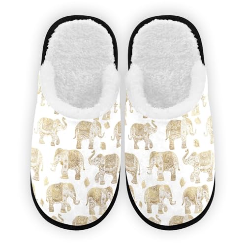 White Cute Mandala Elephant Slippers For Women Men Soft Memory Foam Non-Slip Animal Winter Indoor House Shoes Travel Slipper
