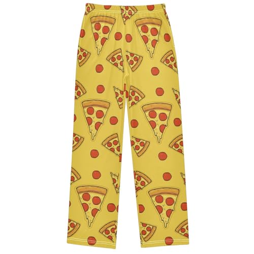 Boy's Pants Sliced Pizza Yellow Jogger Pants Elastic Waist Long Bottoms Trousers with Pockets 6-14 Years