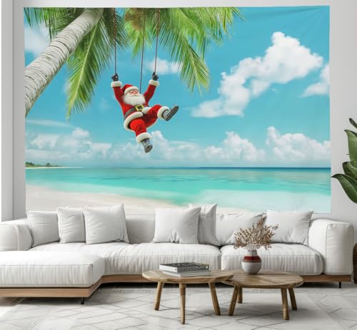 Tapisserie de île tropicale Noël tissu 3D lavable pour dortoir