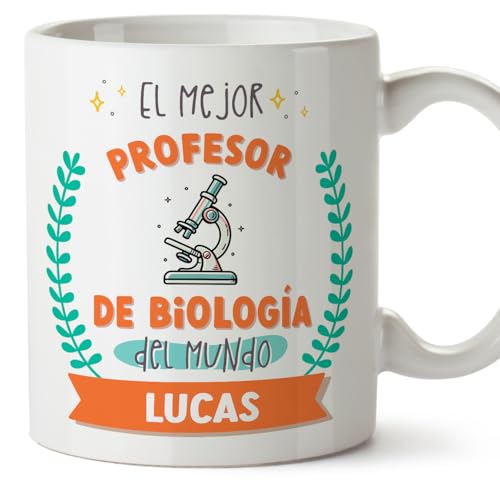 MUGFFINS Tazas Personalizadas para PROFESOR DE BIOLOGÍA hombre - En Español - Mejor del mundo - Con dibujo - 11 oz / 330 ml - Regalo Personalizable original y divertido