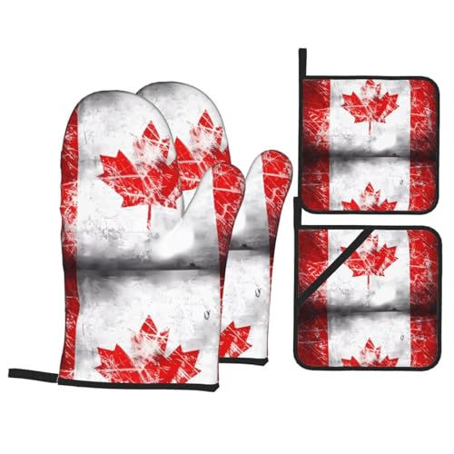 MSRHIUEF Retro Canada Flag Prints Kitchen Baking Set of 4 2