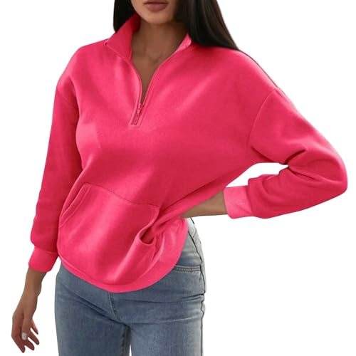Yunshenla Sweat Femme 1/4 Zippé Sweat Femme sans Capuche...