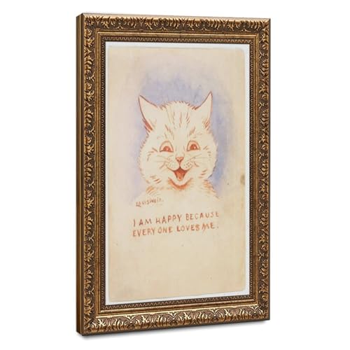 Toile Louis Wain chat de qualité premium avec cadre suspendu pour art mural