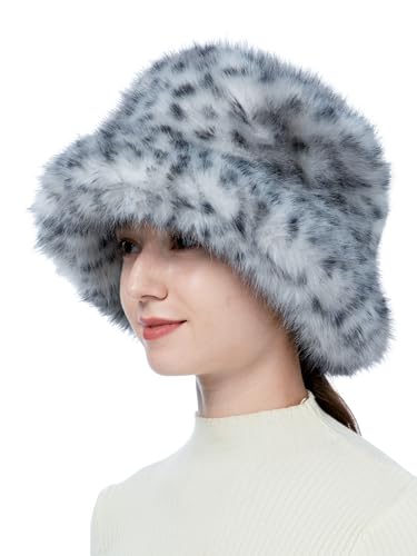Sombrero tipo bucket de piel sintética con estampado de leopardo miniatura 1
