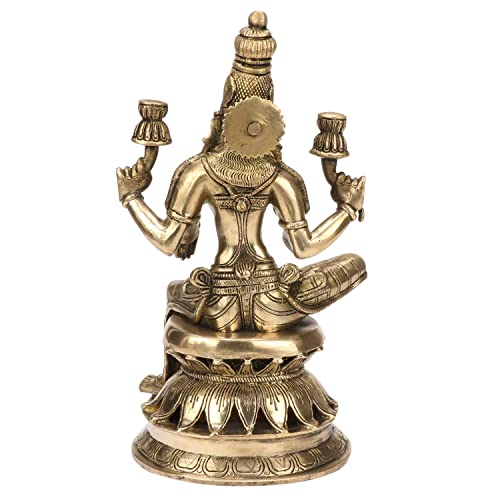 Image of Kartique Brass Lakshmi Idol on Lotus, 12 Inch for Home Temple | Handmade