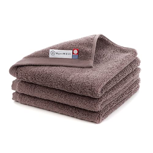 今治タオル ハートウエル 3枚セット もこもこ365 ウォッシュタオル ブラウン