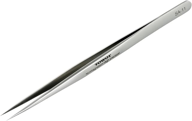 Precision Tweezers, Stainless Steel Pointed Tweezers for Craft, Electronics, Soldering, Medical and Experimental Work, Jewelry-Making, Non-Magnetic Industrial Tweezers by TOWOT