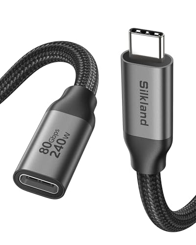 Silkland 80Gbps USB4 V2.0 for Thunderbolt 5 Extension Cable 1M up to 120Gbps for 16K/Dual 8K PD3.1 240W USB C Extension Cable Compatible with Thunderbolt 4/3 MacBook Pro iPad Pro Hub Dock SSD