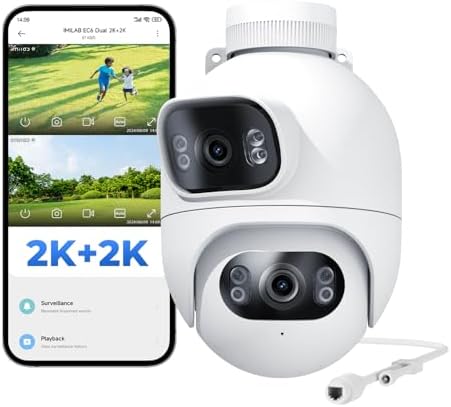 Amazon.com: IMILAB EC6 Dual 2K+2K Plug-in Outdoor Security Camera ...