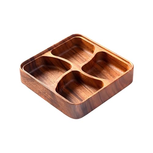 Cuenco de madera para aperitivos, compartimento de madera natural, suave y seguro, para familiares, amigos, hombres, mujeres, frutos secos, hogar, cocina, interior, mesa, servir, con