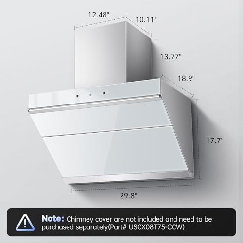 Image of Tieasy Under Cabinet Range Hood 30 Inch, 900 CFM Wall Mount Vent Hood with Auto-cleaning Function,Gesture & Touch Control, Silver Grey Tempered Glass Surface Kitchen Hood 3 Speed Exhaust Fan