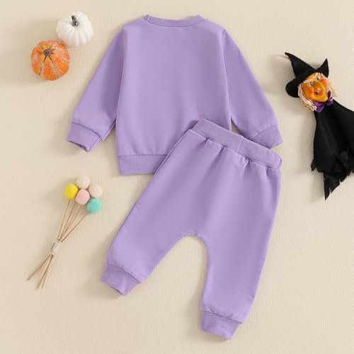 Halloween Outfits For Baby Girls Spooky Boo Ribbed Sweatshirt Pants Toddler Infant Girls Halloween Fall Clothes4