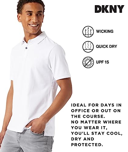 DKNY Soft Cotton Polo Shirts for Men - Modern Fit, Quick Dry, Casual Mens Polo Shirts Short Sleeve4