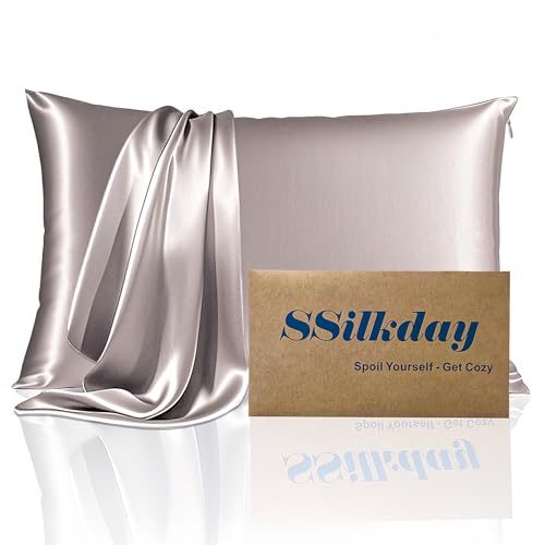 Mulberry Silk Pillow Cases with Zipper, Ultra Smooth Soft Breathable Cooling Pillow Cases for Hot Sleepers, Silk Satin Pillowcase for Hair and Skin, Gifts for Women (Taupe, King Size, 1 Pack)