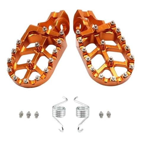PowerMotor Dirt Bike CNC Foot Pegs Motorcycle Footrest Rests Pedals for SX SXF EXC XC XCF XCW SMC 50 65 85 125 150 200 250 350 450 530 Rests Footpegs(Orange) Cover