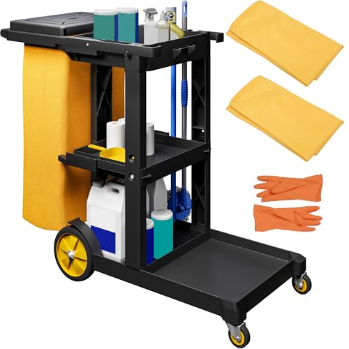 YITAHOME 3-Shelf Cleaning Cart on Wheels — Black