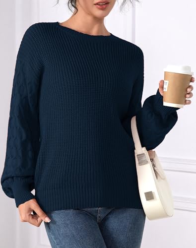 Fall Sweaters for Women 2025 - Lightweight, Honeycomb Long Sleeve, Elastic Hem, Crew Neck, Textured Knit Pullover