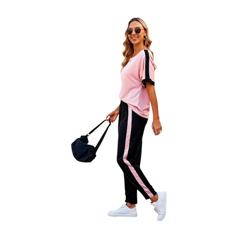 Women Shoulder Stripes Tracksuit Set | Stylish Night Wear Suit for Women | Comfortable Lounge & Sleepwear Set for Relaxing, Home Wear, Casual Wear & Travel-image-1